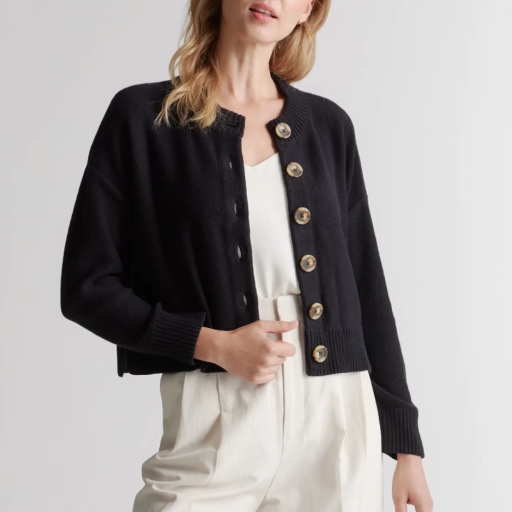 Quince 100% Cotton Cropped Cardigan - Size Small